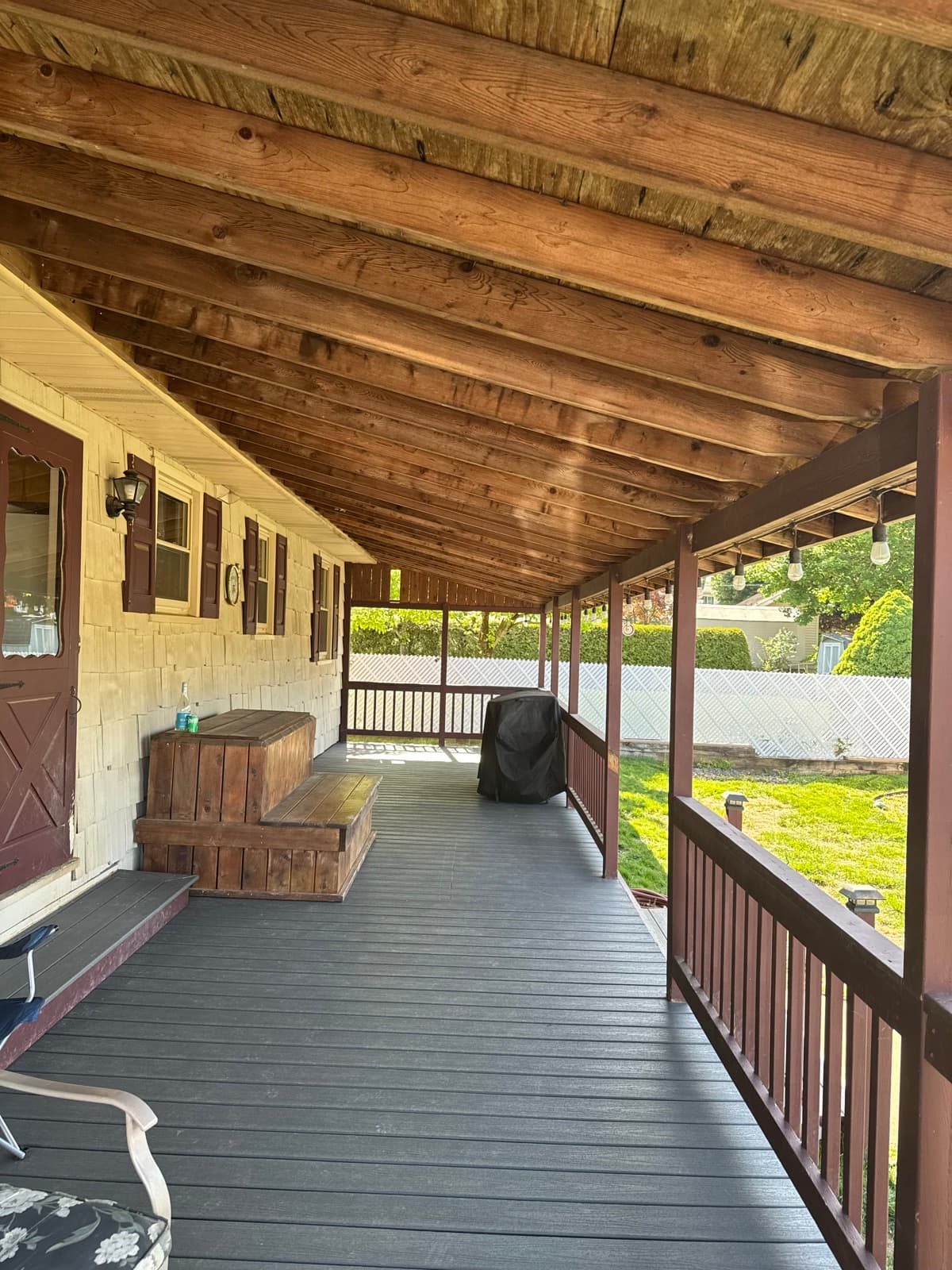Full length of the finished composite porch deck in North Catasauqua