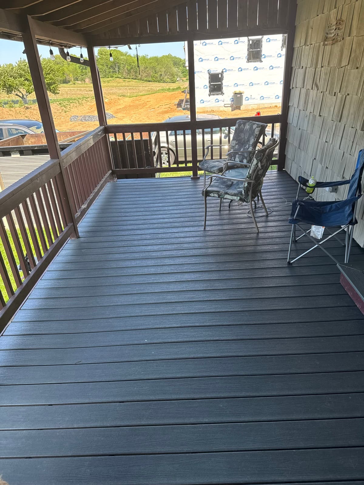 Covered porch in North Catasauqua, PA resurfaced with composite deck boards